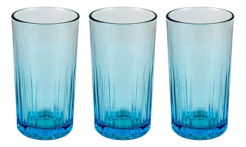  Set 6 Vasos Elegantes De Vidrio Azul Crisa 390ml, Minimalista, Modernos, Transparentes