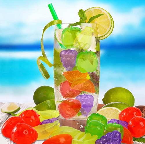 12 Cubos De Hielo Reutilizables En Forma De Frutas Colores Colores