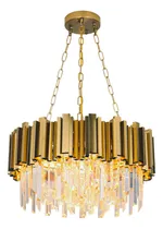 Comprar Lampara Araña Moderna Cristal 9 Luz Dorada Comedor Sala 22 