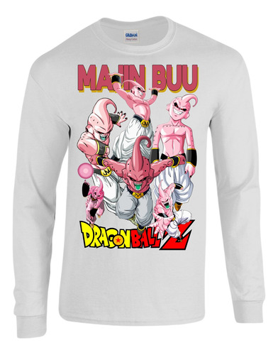 Camiseta Manga Larga Dragon Ball Majin Buu Serie White Md999