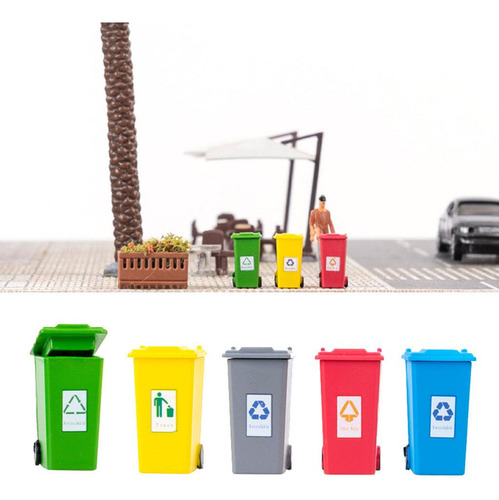 5 Piezas 5 Colores Niños Cubo De Basura Camión 1:87
