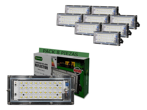 Reflector Led 20w/200w Exterior Interperie 6500k 8 Piezas