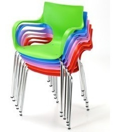 Imagen 9 de 9 de Silla Jim Apilables Colores Base Gris Recepción Espera X4 Un