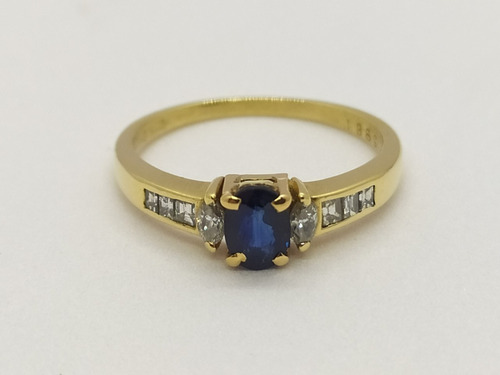 Anillo Oro 18k Brillantes Y Zafiro Mod. A0104. Certif. Gtia.