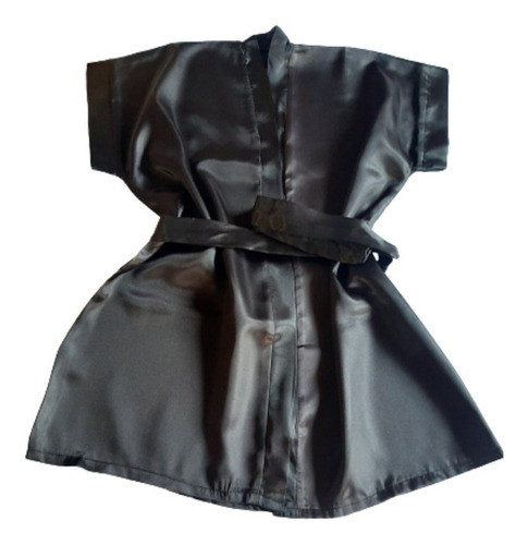 Pijama Robe De Cetim Infantil Preto 