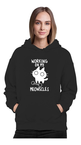 Poleron Gatito Fitness Trabajando En Mis Musculos Kawaii Style Swag Moda Mujer Kawai Gato