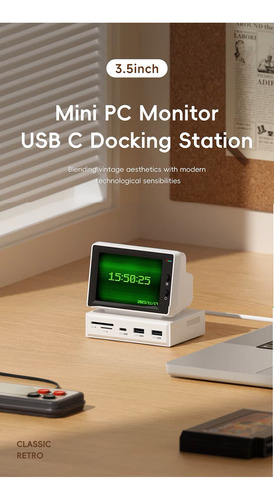 Mini Pc Monitor Display 3.5 Y Puertos Usb Laptop Pc Mac Blanco