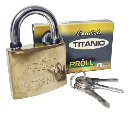 Candado Dorado De Acero Proll Titanio N° 60