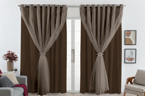 Cortina Pvc Sala Quarto 280 X 180 Blackout Corta Luz 100% Cor Marrom