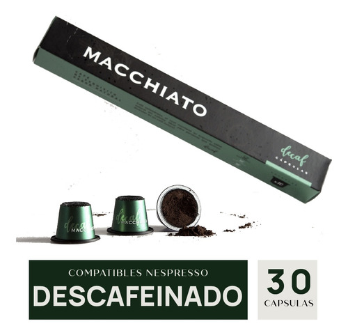 30 Capsulas Cafe Macchiato Descafeinado Comp Nespresso 