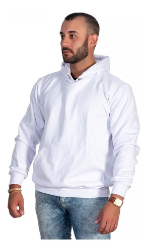 Camisa Moletom Masculino Liso Branco Com Capuz Lançamento