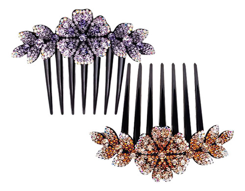 6 Peines Laterales Para El Pelo: Peines De Flores Con Diaman