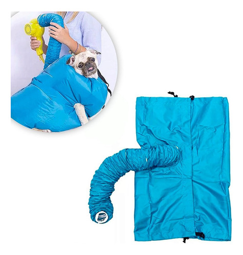 Saco Capa Secagem Rápida Para Pet Secador De Pelo Prático Azul