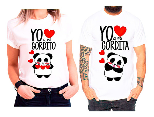 Poleras Duo Algodón Pareja Día Enamorados Gordito Y Gordita