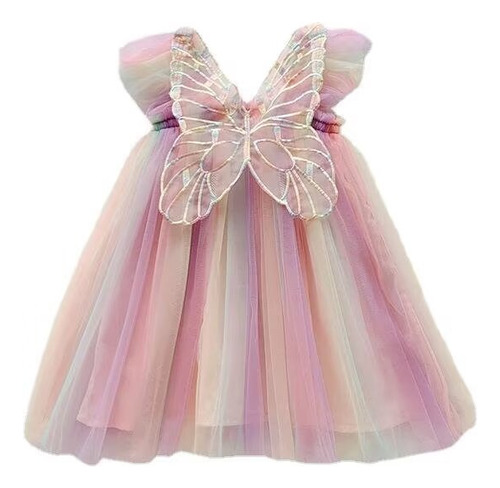 Vestido Rainbow Wings Mesh Girl Baby Princess Fluffy