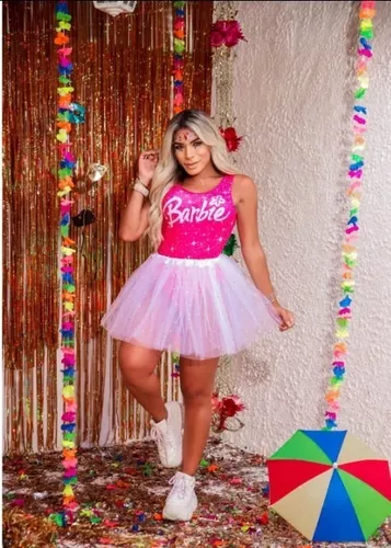 Fantasia Body Bori Barbie Carnaval Rosa Adulta Feminina