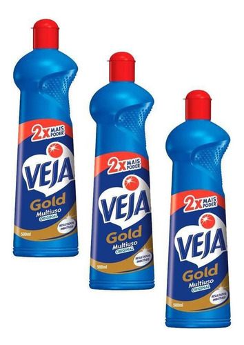 Limpador Veja Multi Uso Gold Original 500ml Kit 3