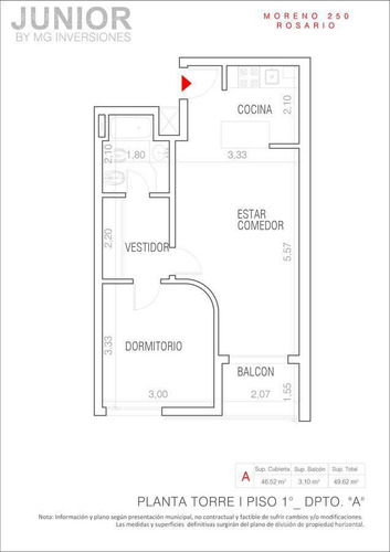 Imagen 12 de 13 de Departamento De 1 Dormitorio En Venta En Rosario