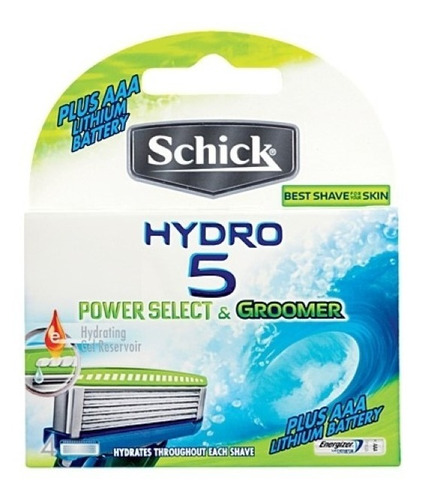 4 Repuestos Maquina De Afeitar Schick Hydro 5 + Bateria Aaa