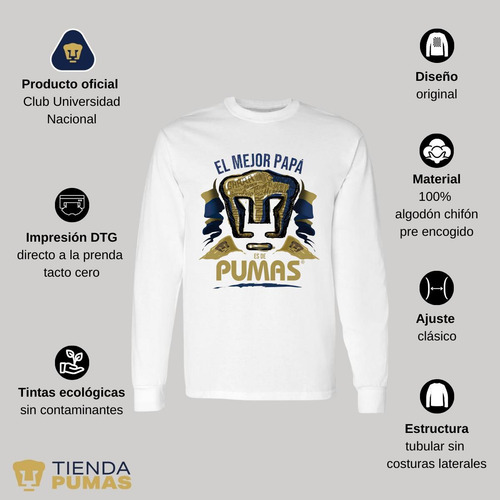 Playera Deportiva M Larga Hombre Pumas Unam Mejor Papá Pumas