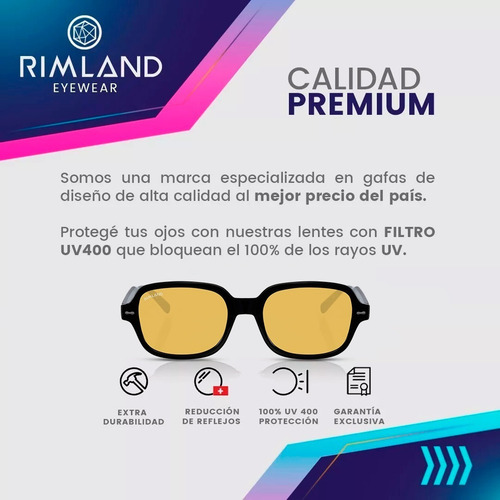 Imagen 4 de 7 de Anteojos Lentes De Sol Rimland Boston Lente Amarilla