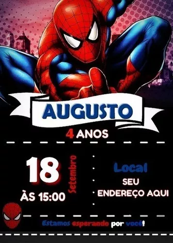 Convite Virtual Personalizado Tema Homem Aranha