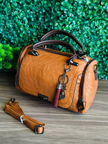 Bolso Suave Portátil Con Correa Para Dama Miel Lisa Níquel Miel