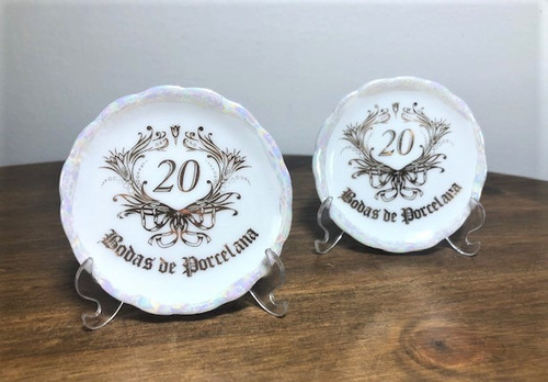 Kit 6 Pratinhos Bodas De Porcelana 20 Anos De Casamento