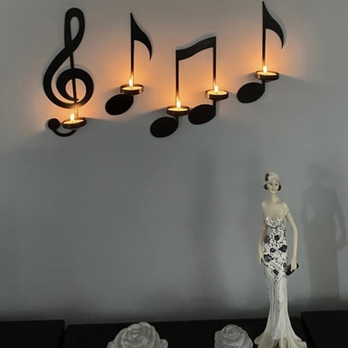 Arte De Pared De Nota Musical Negra 4 Piezas De Adornos De P