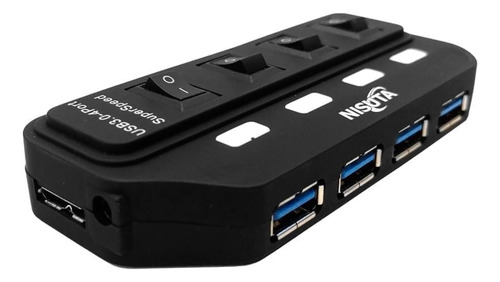 El Mejor Hub Usb 3.0 4 Puertos Nisuta Con Switch Y Luz