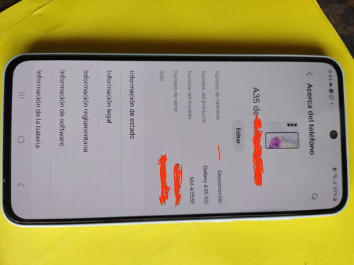 Teléfono Celular Samsung Galaxy A 35 Nacional Azul Claro (Usado)