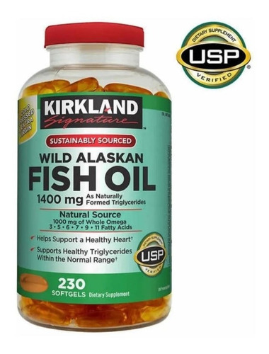 Wild Alaskan Fish Oil 1400mg 230 Stg Kirkland Omega 3 + Vita Sabor Neutro