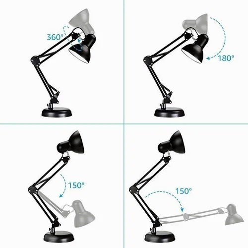 Imagen 7 de 10 de Lámpara De Escritorio Extensible De Metal Con Base Y Clip