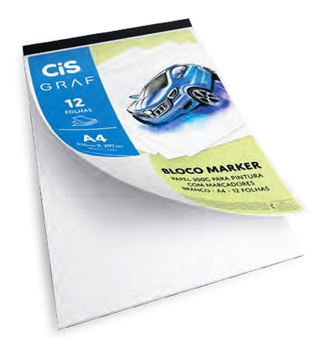 Bloco Papel Para Marcador Cis Graf Marker 300g A4 12 Folhas