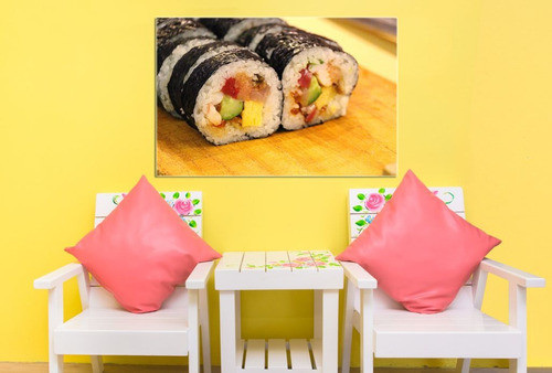 Cuadro 50x75cm Sushi Roll Maki Salmon Comida Japonesa M9