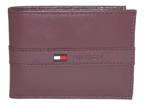 Billetera Tommy Hilfiger 31TL22X062 color burgundy de cuero - 8.9cm x 11.4cm x 1.3cm