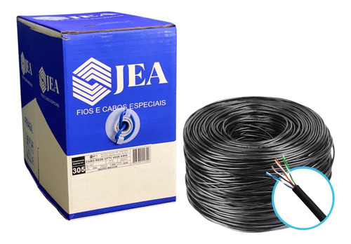 Rolo Cabo De Rede Rj45 Cat5 Cftv Preto - 100m