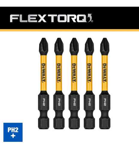 Set 5 Puntas Phillips 2-1/4 Flextorq Dwaf2ph2ir5 Dewalt