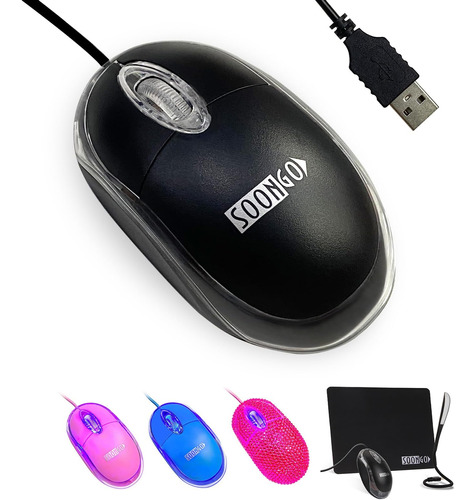 Mouse Ergonómico Con Luz Led Y Cable Usb (1.5 Mts) - Negro