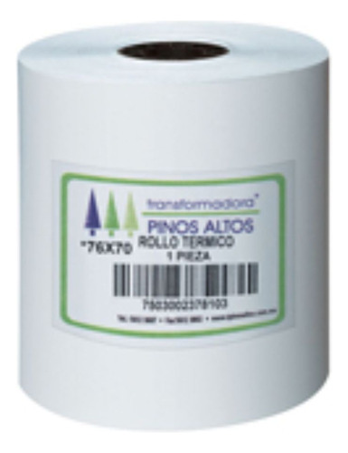 Rollo Papel Termico 76x70 Mm Caja Con 50 Rollos Color Rt7670