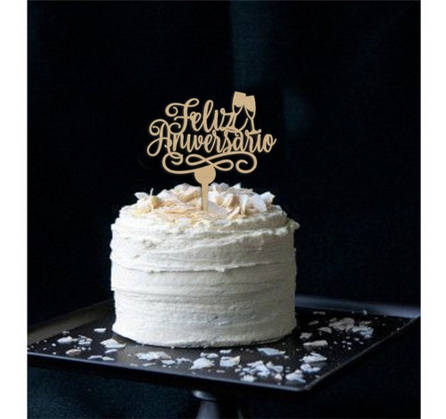 Imagen 2 de 10 de Letrero Para Pastel Feliz Aniversario Topper Cake Art935