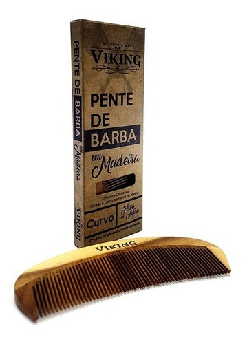 Pente Para Barba - Madeira Curvo Control Frizz Viking