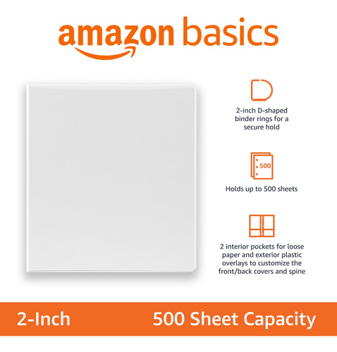 Carpetas Con 3 Anillas Amazon Basics, 2 Pulgadas, Paquete De