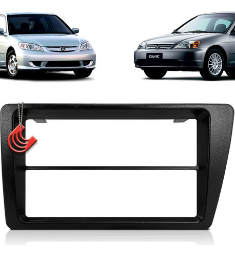 Moldura Painel 2 Din Multimidia Dvd Mp5 Civic 2001 Até 2006