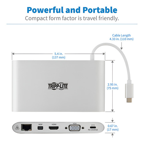 Hub Usb C 11 En 1 Usb 3.0 Hdmi Rj45 Audio Sd/msd Tripplite