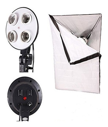 Softbox 60x90 Com Soquete Quádruplo E27 Estúdio Youtubers