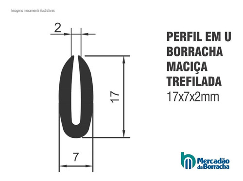 Borracha Perfil U Epdm Para Acabamento 17x7x2mm - Metro