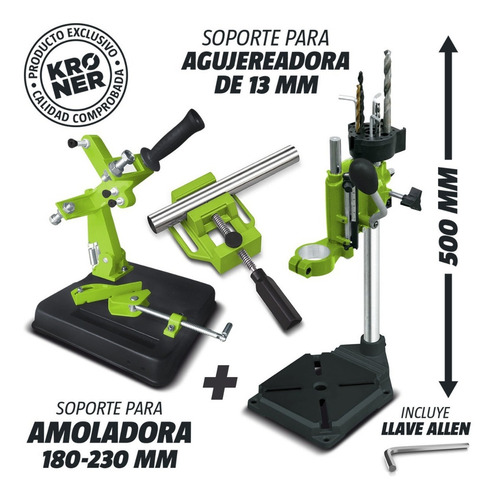 Soporte Amoladora 180-230mm Y Taladro H/ 13mm + Morsa Fija