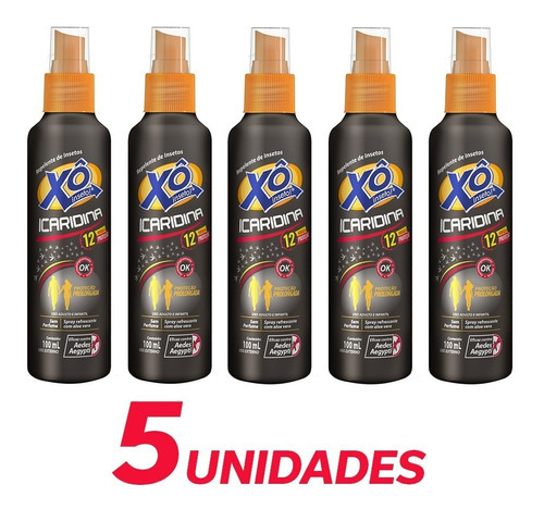 5x Xô Insetos Icaridina Repele Mosquitos Chikungunya 100ml