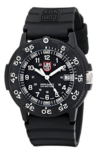 Luminox 3001 Reloj De Buceo Con Sello Marino De Cuarzo Para Color De La Correa Negro Color Del Bisel Negro Color Del Fondo Blanco